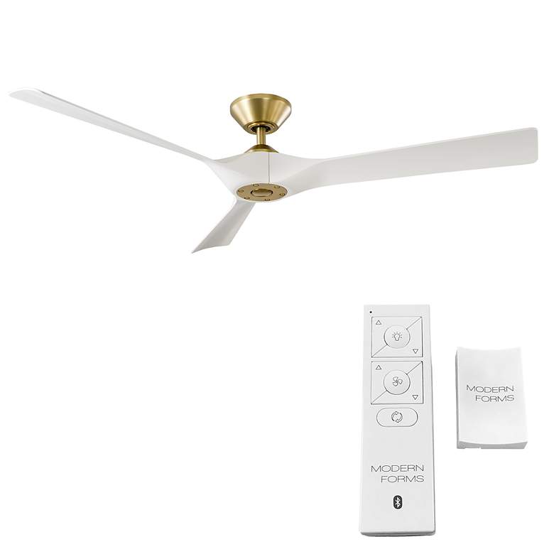 Image 5 58" Modern Forms Torque Soft Brass and Matte White Smart Ceiling Fan more views