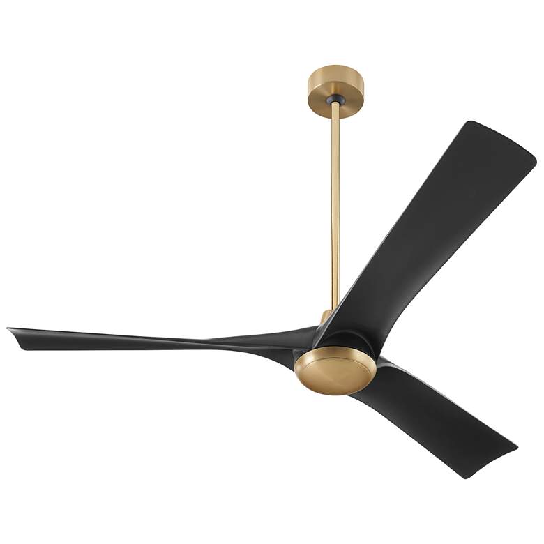 Image 1 58" Oxygen Ridley Aged Brass and Black Damp Rated Smart Ceiling Fan