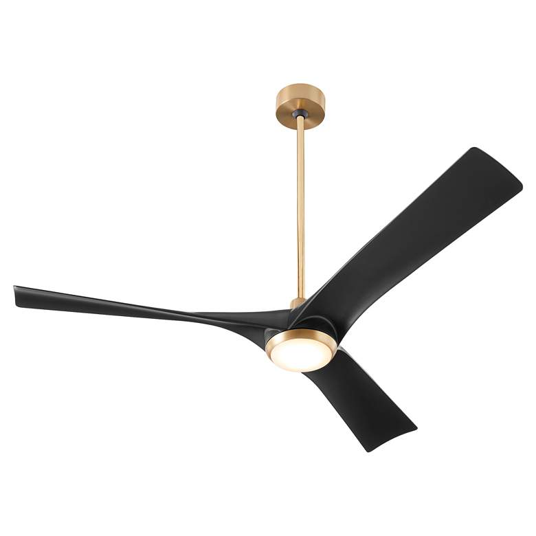 Image 3 58" Oxygen Ridley Aged Brass and Black Damp Rated Smart Ceiling Fan more views