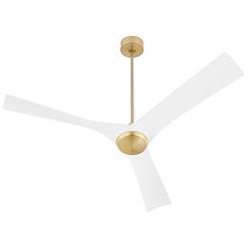 Image1 of 58" Oxygen Ridley Aged Brass and White Damp Rated Smart Ceiling Fan