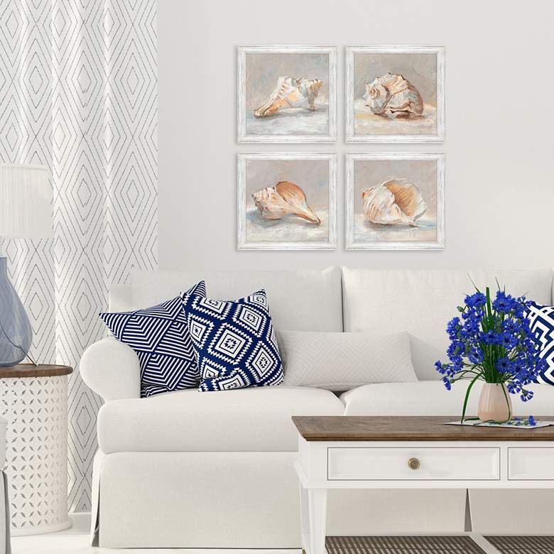 Image 1 Shell Study 19" Square 4-Piece Giclee Framed Wall Art Set in scene