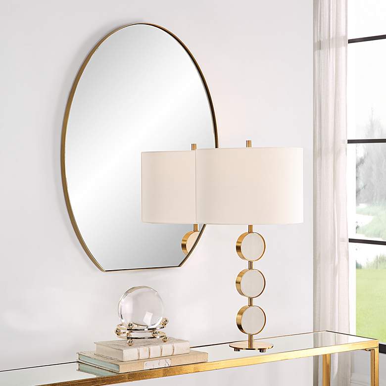 Image 1 Cabell Plated Brushed Brass 24" x 32" Oval Wall Mirror in scene