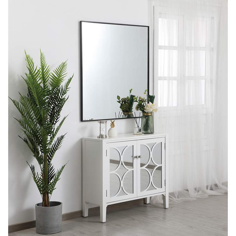 Image 1 Duncan Black Metal 36" x 40" Vanity Wall Mirror in scene