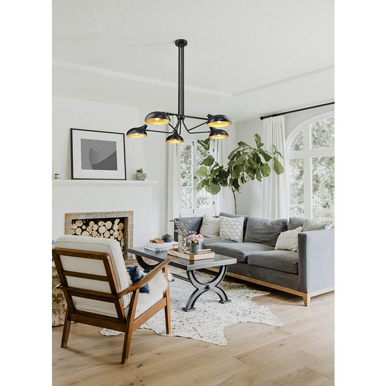 Image 1 Bellamy 52" Wide Matte Black 5-Light Ceiling Light in scene