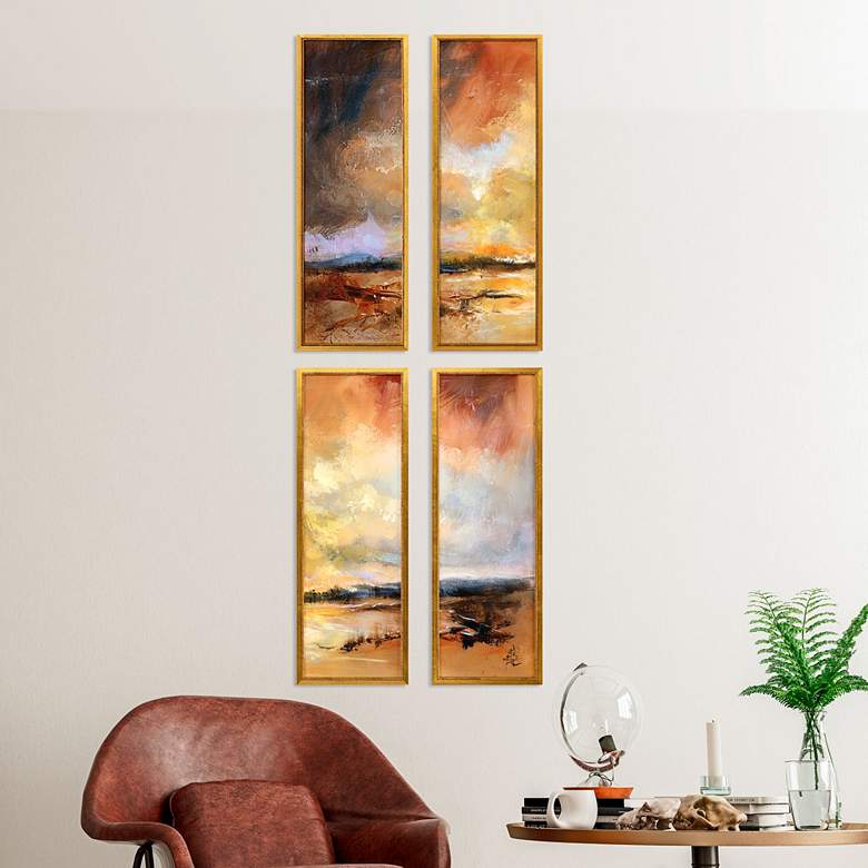 Image 1 Stormy Shores 33" High 4-Piece Giclee Framed Wall Art Set in scene