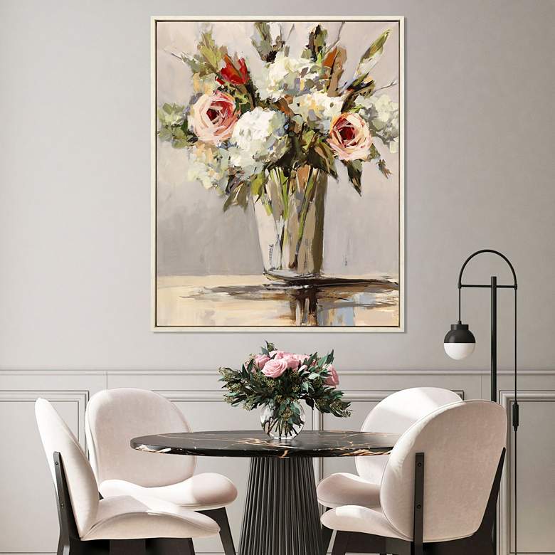 Image 1 Flower Blooms 50" High Rectangular Giclee Print Framed Canvas Wall Art in scene