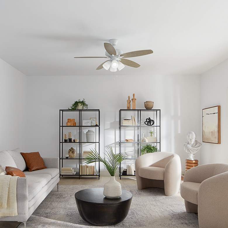 Image 1 52" Kichler Renew Mattte White LED Pull Chain Ceiling Fan in scene