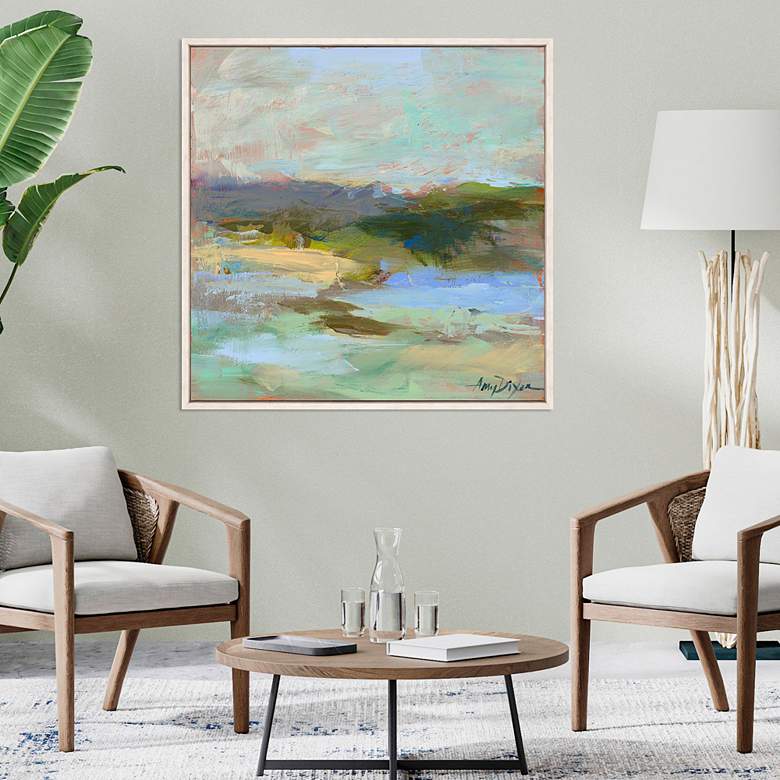 Image 1 From Afar 38" Square Giclee Framed Canvas Wall Art in scene