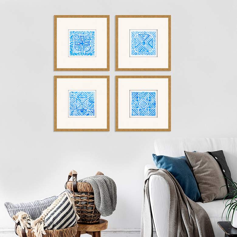 Image 1 Indigo Geo 21" Square 4-Piece Framed Wall Art Set in scene