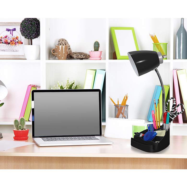 Image 1 LimeLights Black Gooseneck Organizer Desk Lamp with USB Port in scene