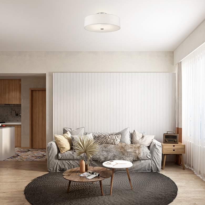 Image 1 Meridian 18" Wide Brushed Nickel Drum Ceiling Light in scene