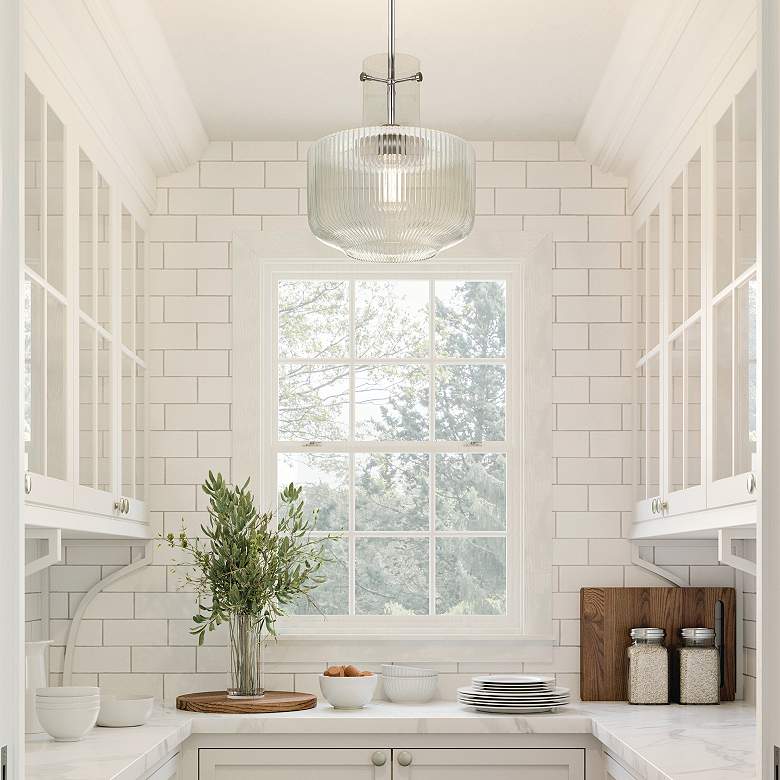 Image 1 Capital Lighting Nyla 11" Nickel with Clear Fluted Glass Mini Pendant in scene