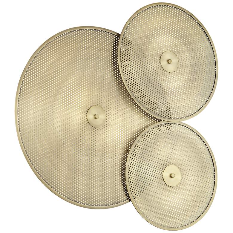 Image 1 58M49 - Perforated Metal LED Sconce in Brass Finish