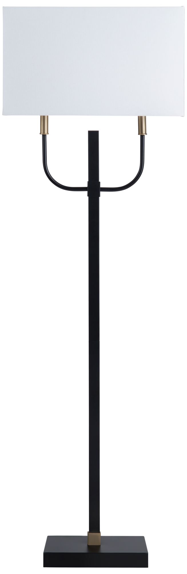 Thumbnail2 of 59.25" Black and Gold Metal Floor Lamp with Linen Shade more views