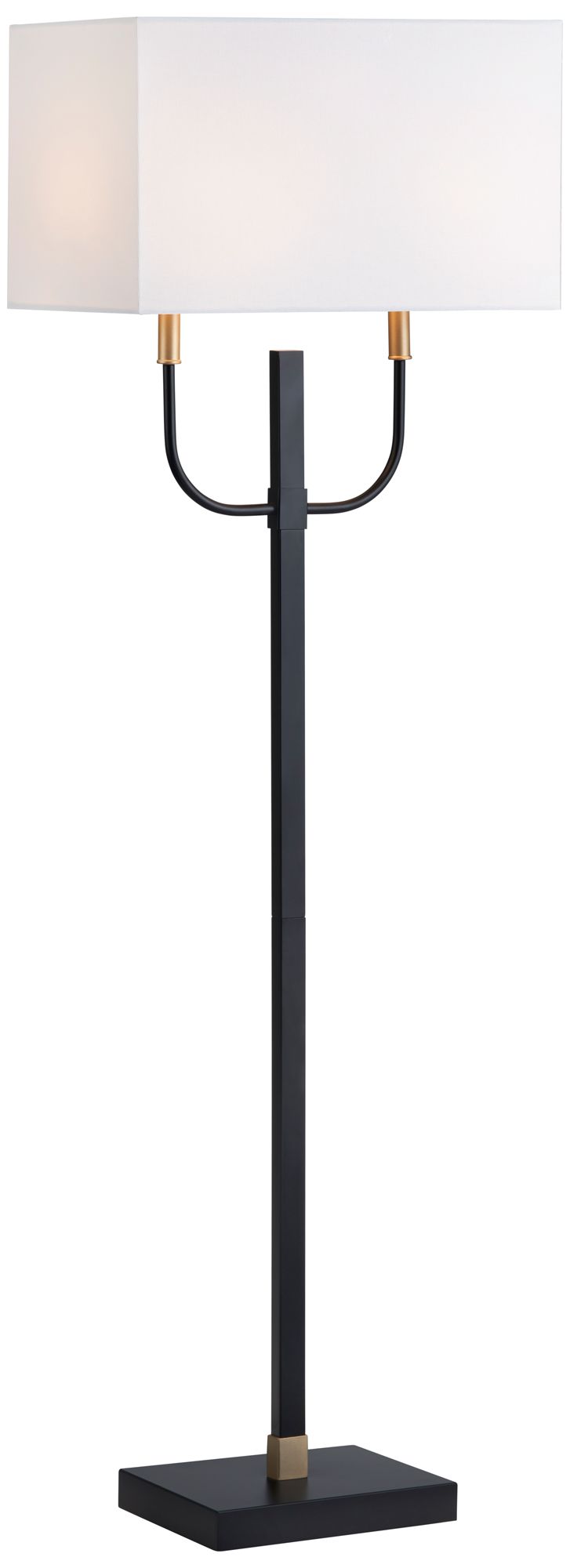 Thumbnail3 of 59.25" Black and Gold Metal Floor Lamp with Linen Shade more views