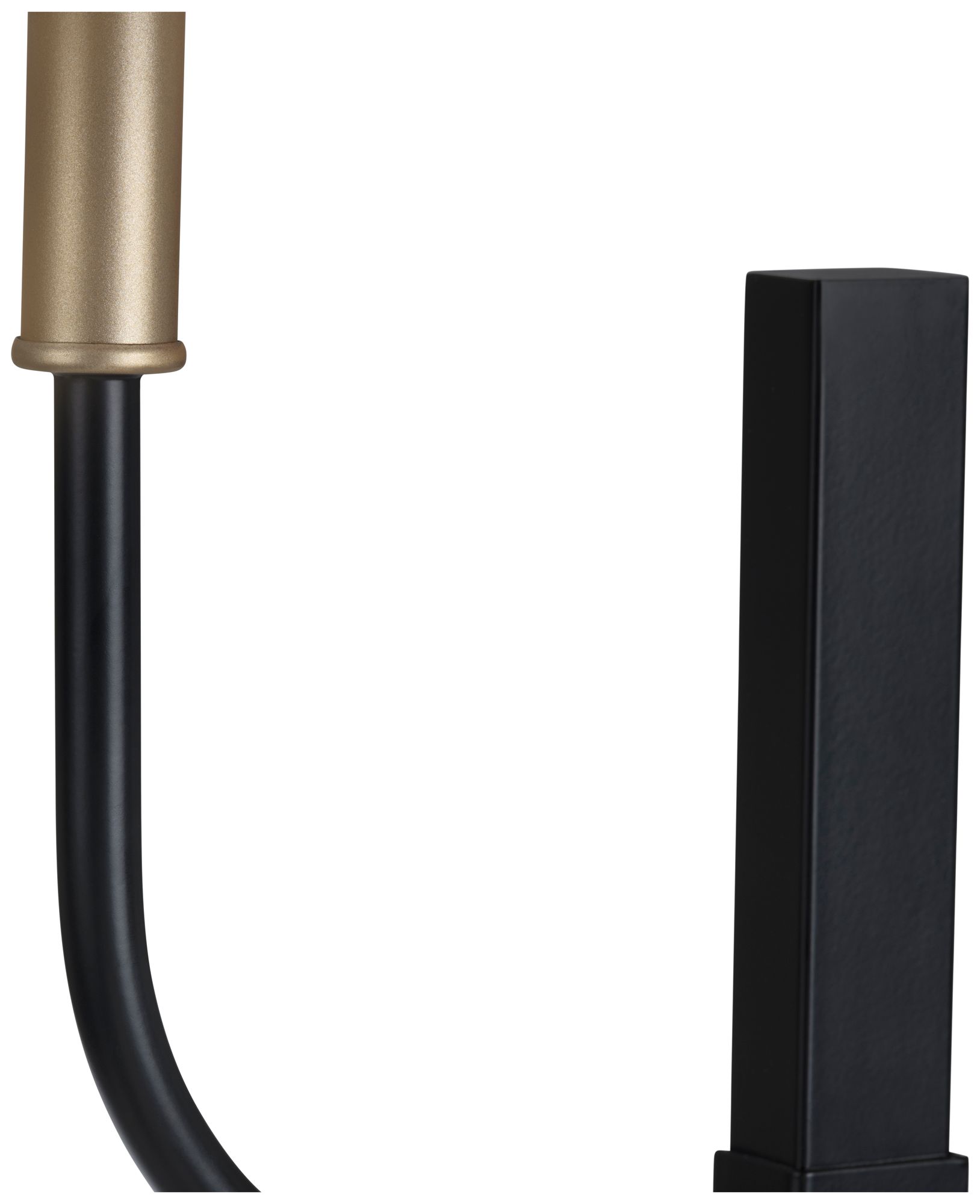 59.25" Black and Gold Metal Floor Lamp with Linen Shade