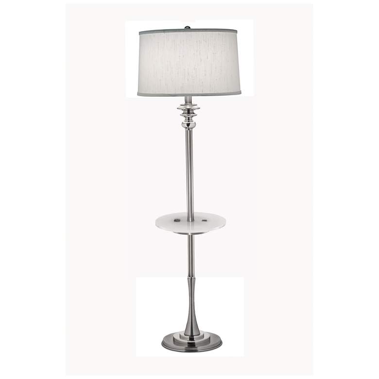 Image 1 59" H Antique Nickel & 13" Dia Acrylic Tray Floor Lamp with U