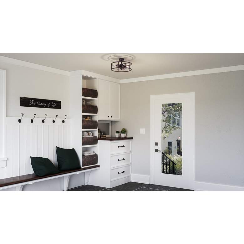 Image 1 14" Quoizel New Harbor 5-Light Bronze Finish Fandelier Ceiling Fan in scene