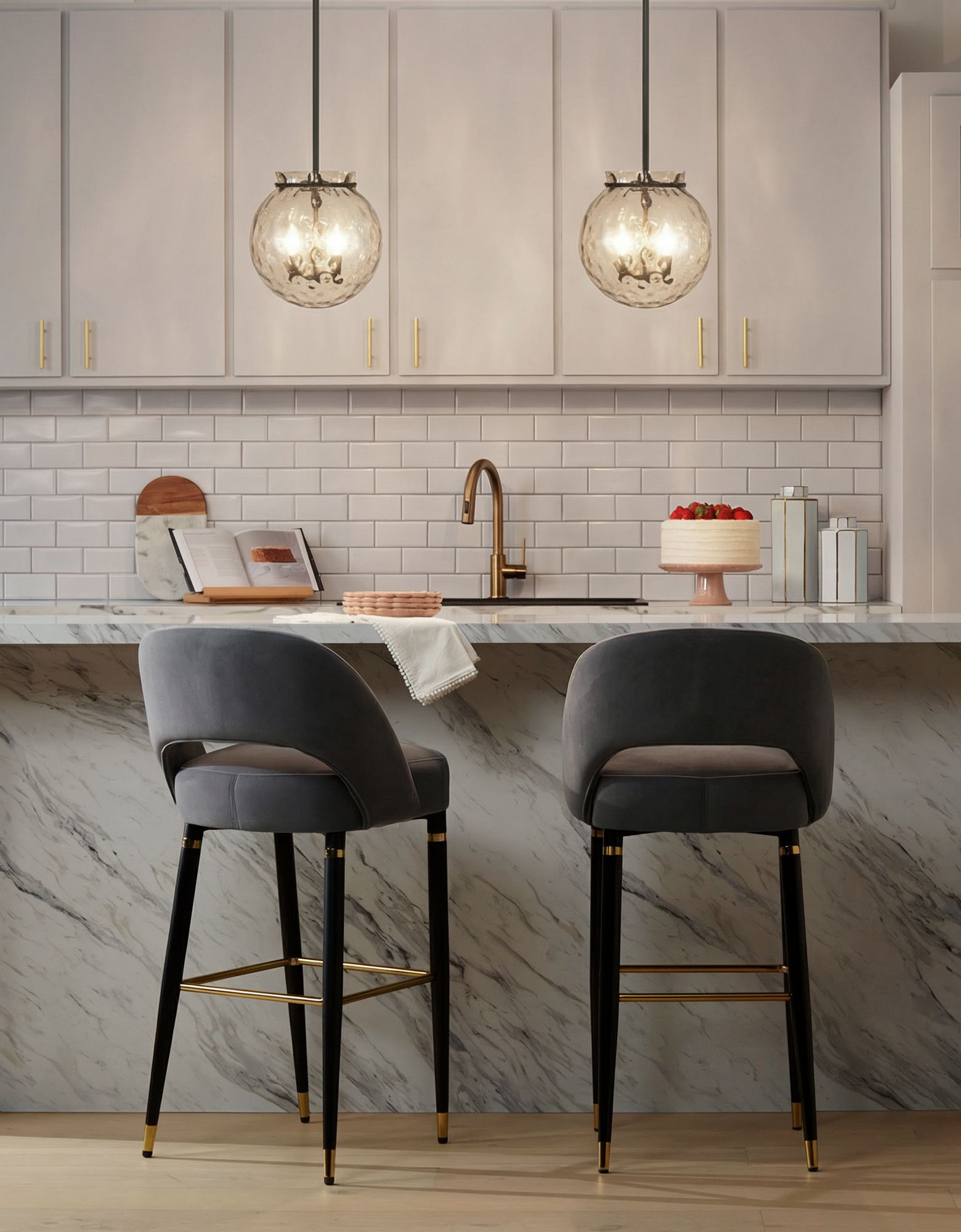 Thumbnail1 of Possini Euro Kodi 12" Wide Bronze Water Glass 3-Light Pendant Light in scene