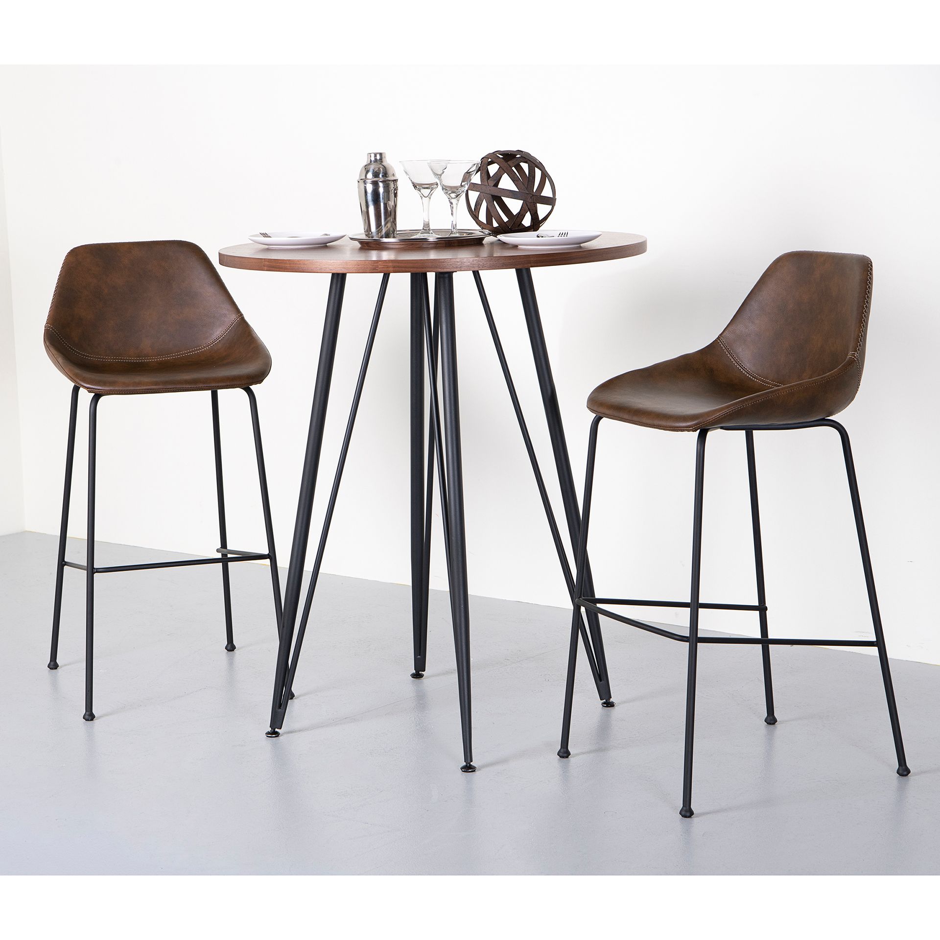 Contemporary home living set of 2 store brown antique style bar stools