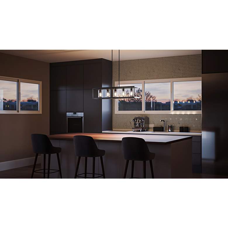 Image 1 New Harbor 38" Wide Old Bronze 5-Light Island Chandelier in scene