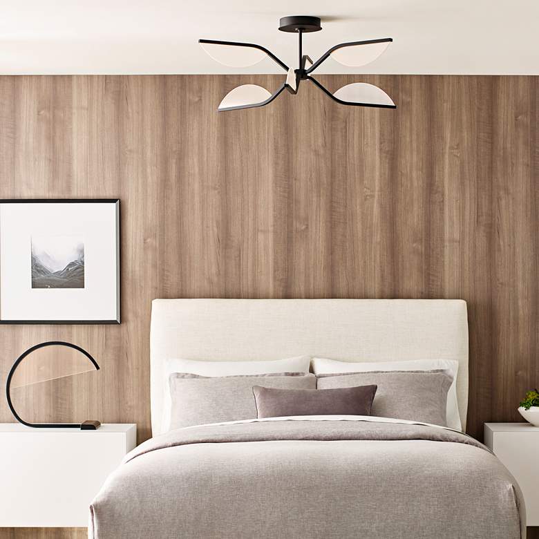 Image 1 Visual Comfort Belterra 34 1/4" Wide Black LED Ceiling Light in scene