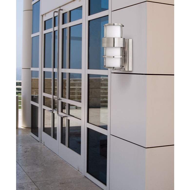 Image 1 Hinkley Saturn Steel 20 1/4" High Outdoor Wall Light in scene