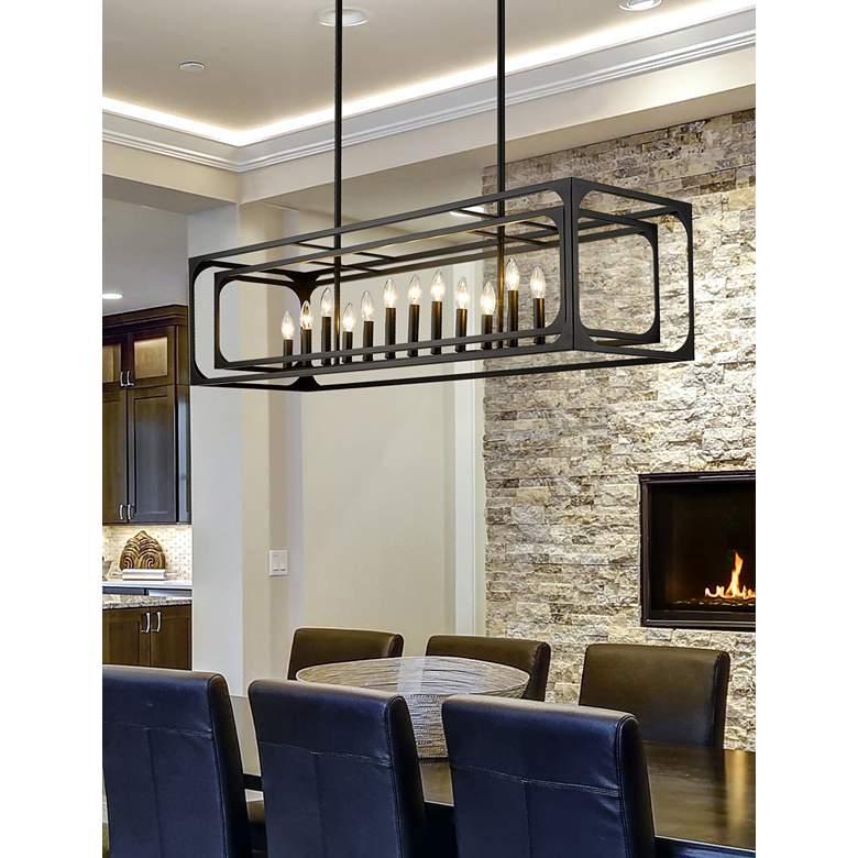 Image 1 Easton 54" Wide Matte Black 13-Light Linear Pendant in scene