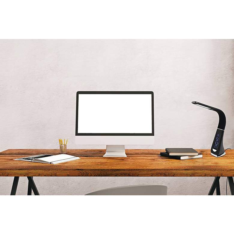 Image 1 Eglo Lighting Cognoli 19" High Modern Black LED Touch Lamp with Alarm in scene