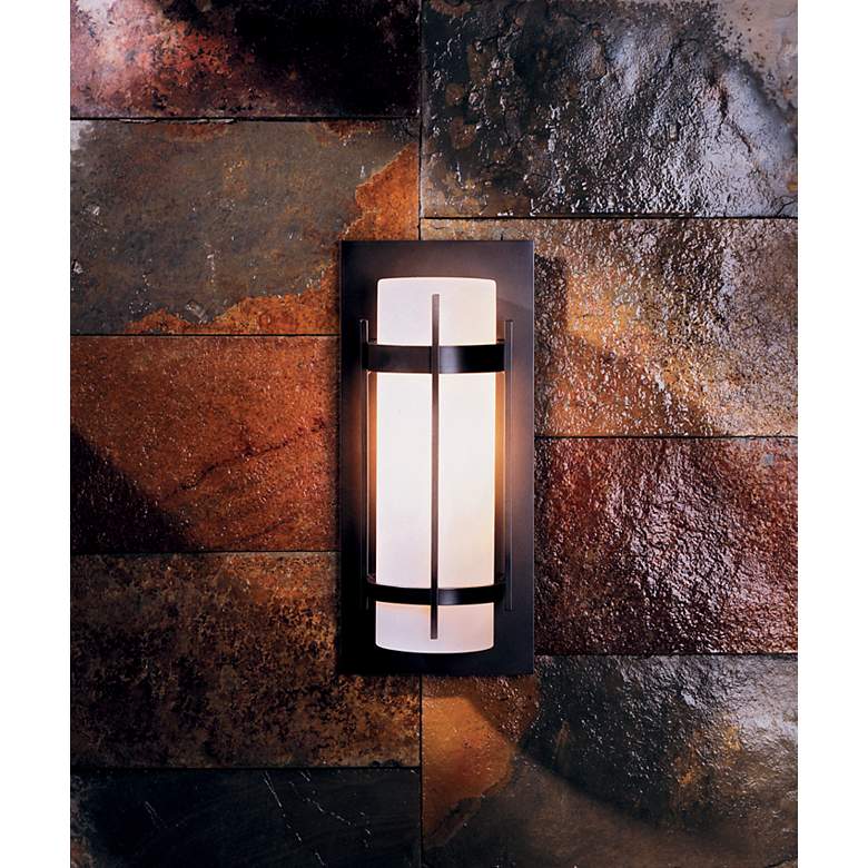 Image 1 Hubbardton Forge Banded 16" High Outdoor Wall Light in scene