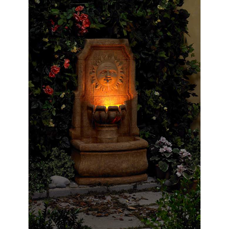 Image 1 Sun Villa Faux Stone 37 inchH Outdoor Fountain with LED Lights in scene