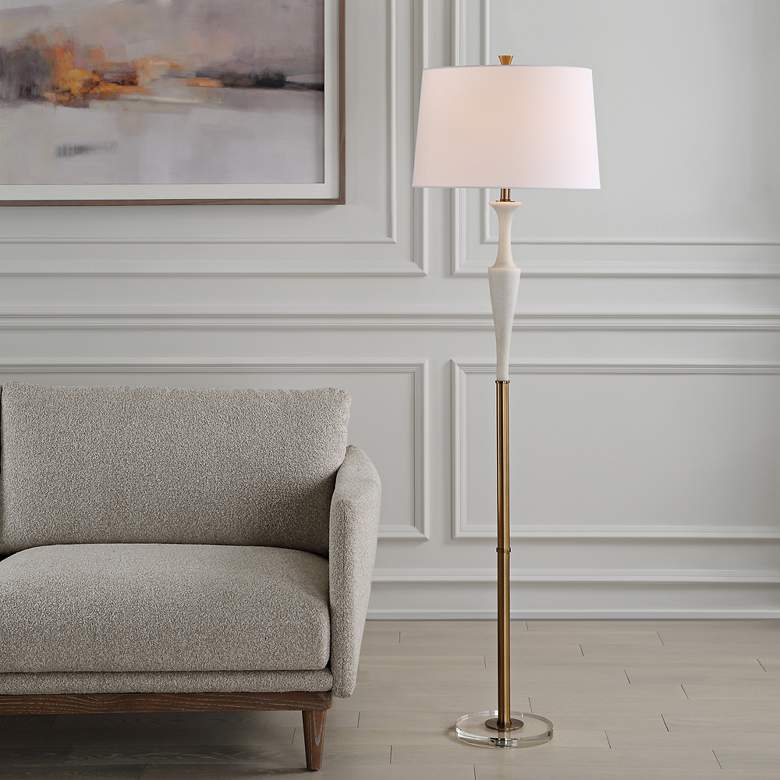 Image 1 Uttermost Colette Ivory and Antique Brass Floor Lamp in scene