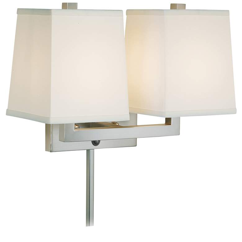 Image 1 59th Street Brushed Nickel Double Arm Plug-In Wall Lamp