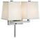 59th Street Brushed Nickel Double Arm Plug-In Wall Lamp