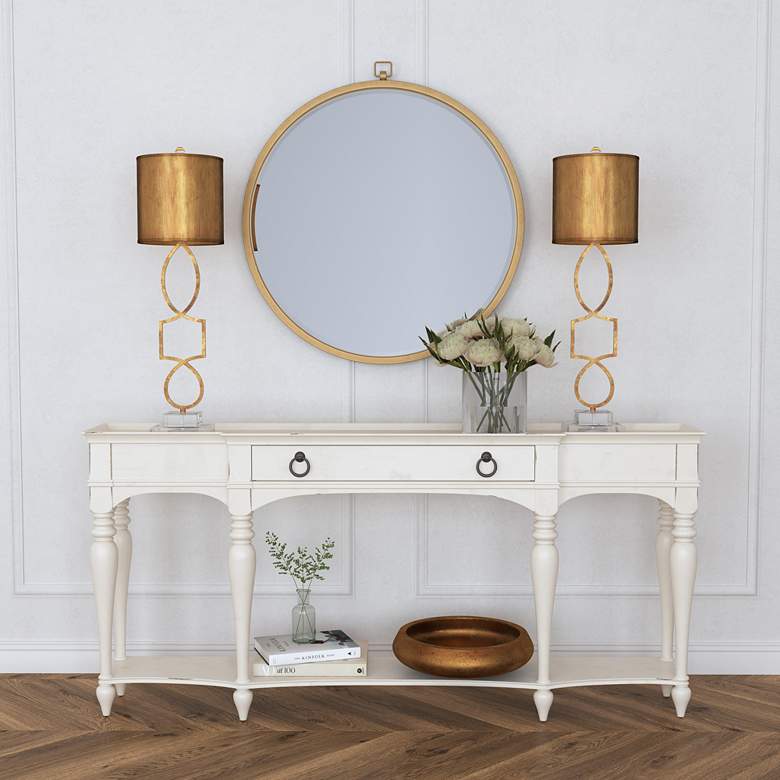 Image 1 Quinn 36" x 36" Gold Wall Mirror in scene