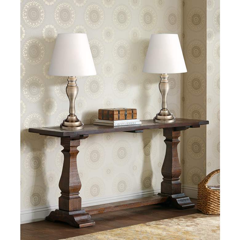 Image 7 Regency Hill  Thom 19 1/4 inch Brass Finish Touch On-Off Accent Table Lamp in scene