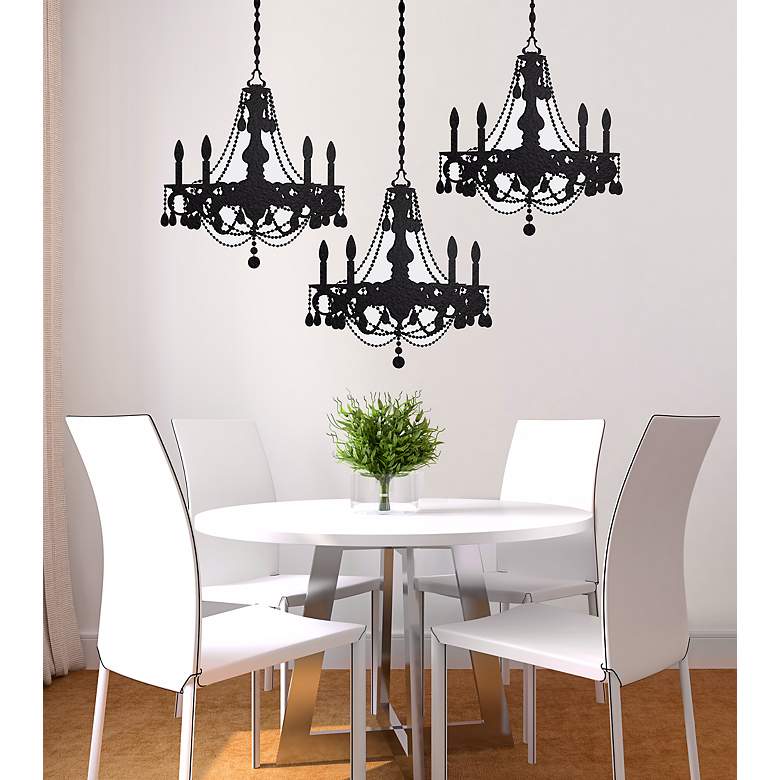 Image 1 Beaded Chandelier Black and Gray Large Wall Decal in scene