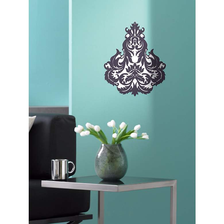 Image 1 Brocade Deep Plum and White Wall Decal in scene
