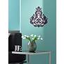 Brocade Deep Plum and White Wall Decal in scene