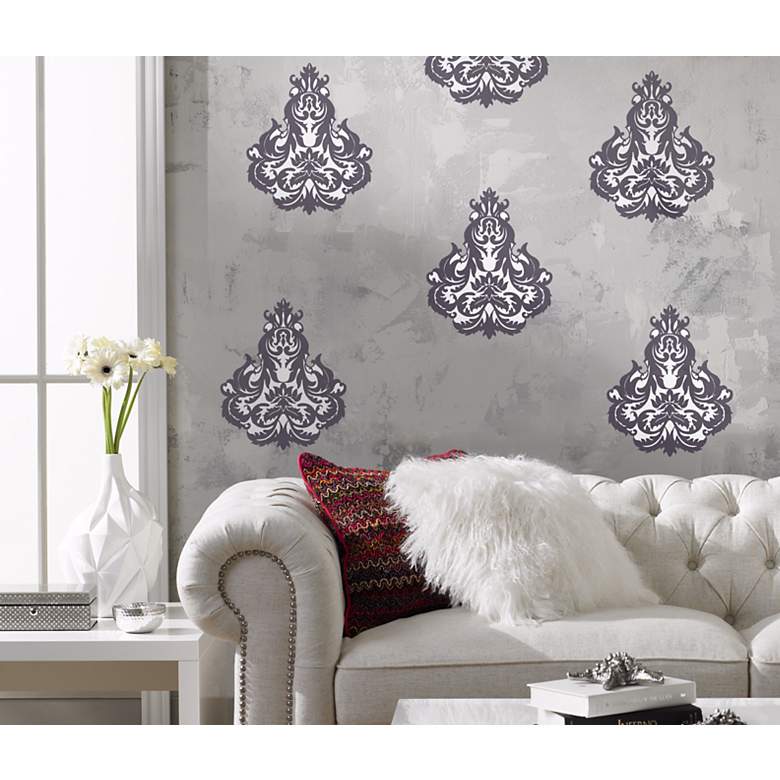 Image 4 Brocade Deep Plum and White Wall Decal in scene