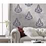 Brocade Deep Plum and White Wall Decal in scene