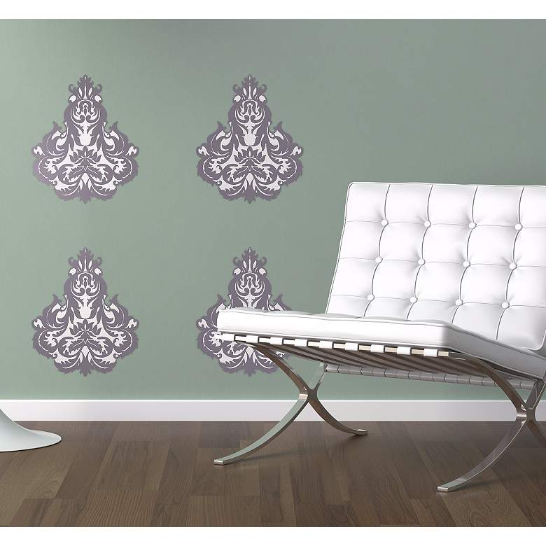 Image 1 Brocade Light Plum and Gray Wall Decal in scene