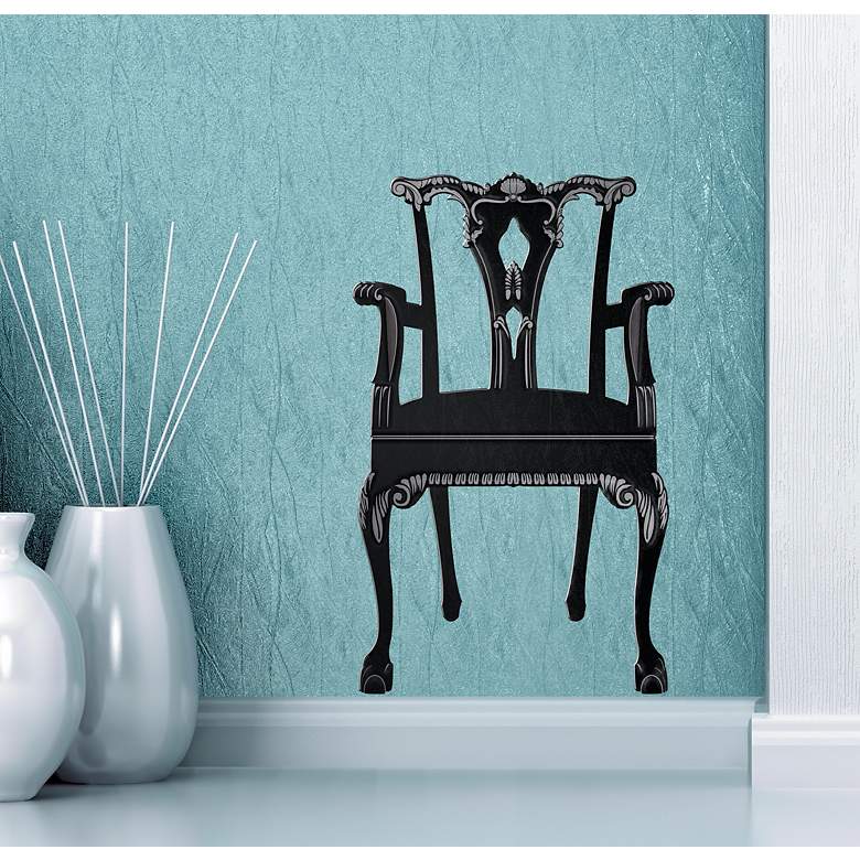 Image 1 Chippendale Chair Black and Gray Wall Decal in scene