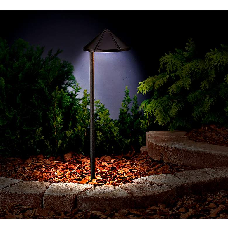 Image 1 Kichler 20 inch High 2700K LED Bronze Side-Mount Path Light in scene