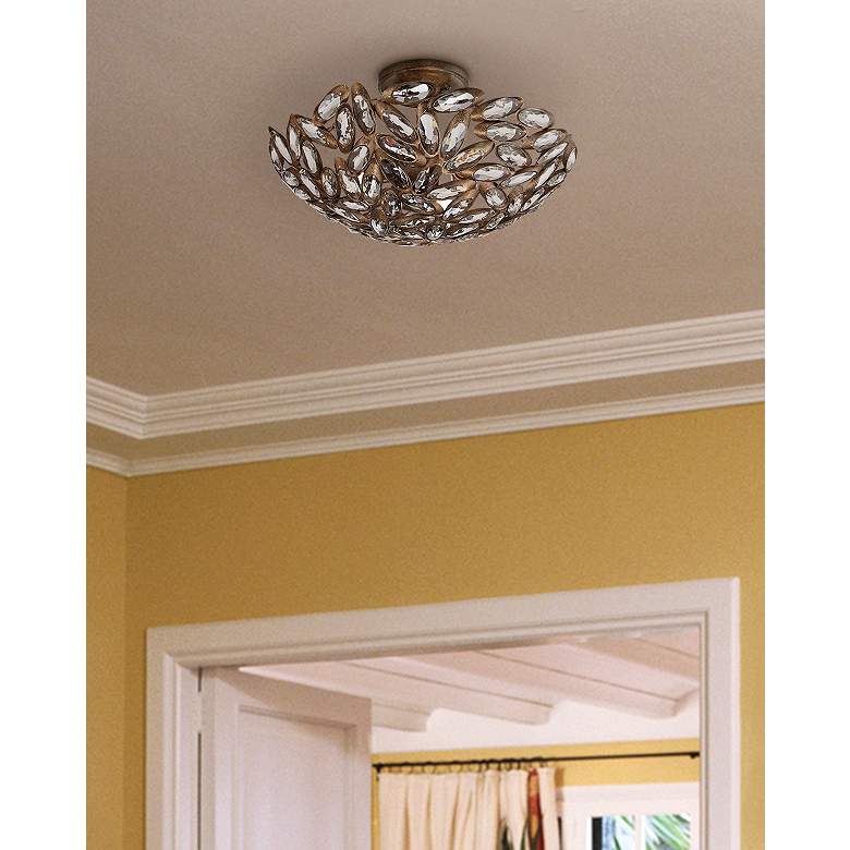 Image 1 Franklin Iron Works Viera 20 inch Bronze Crystal Semi-Flush Ceiling Light in scene