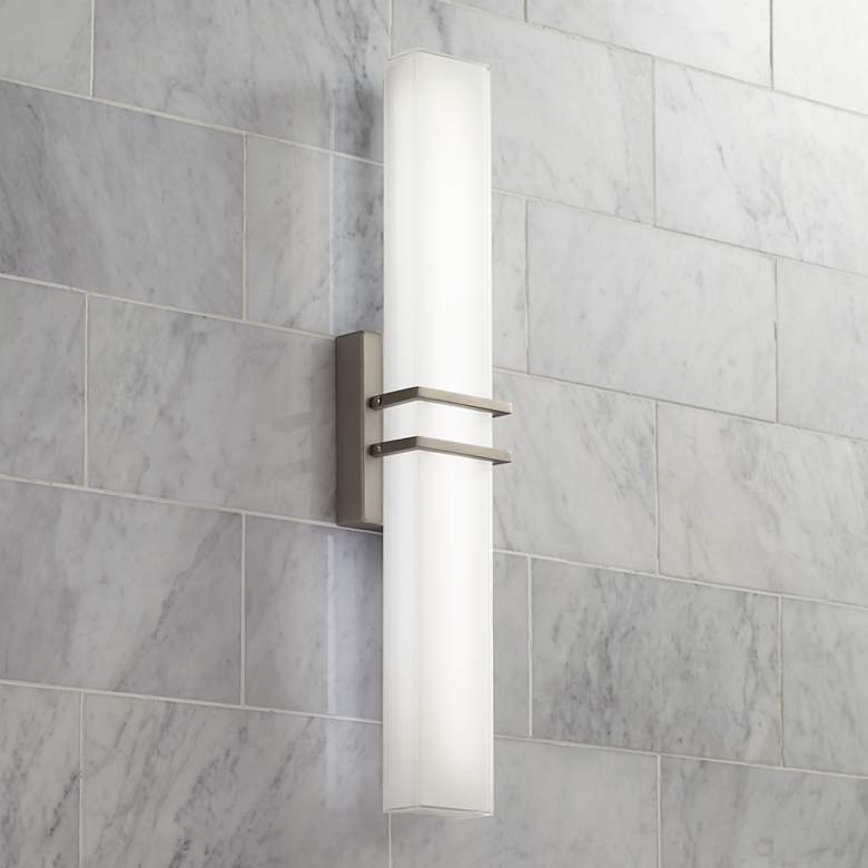 Image 1 Possini Euro Exeter 24 inch Wide Nickel LED Bathroom Vanity Light in scene