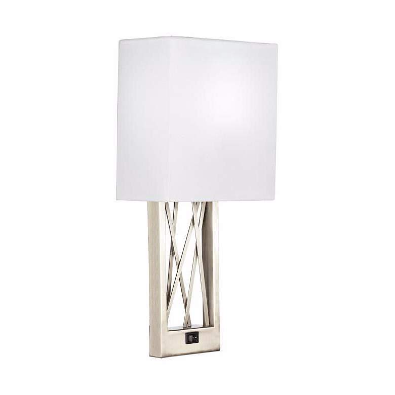 Image 1 5W830 - Half-Rectangle White Sandstone Wall Sconce