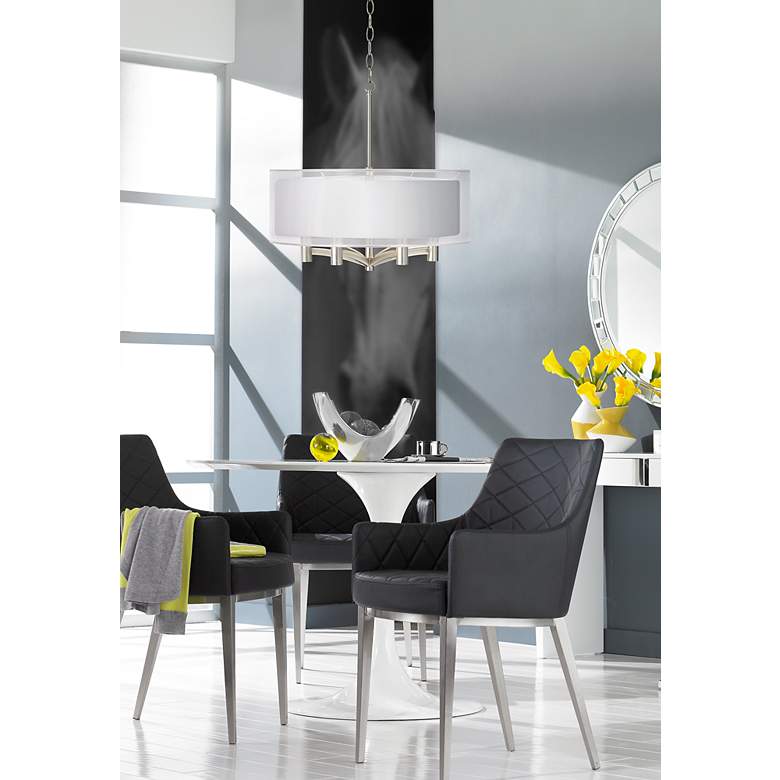 Image 1 Possini Euro Caliari 22" Wide Brushed Nickel 6-Light Drum Pendant in scene