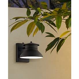 Image1 of Danbury 6" High Black Dusk to Dawn LED Outdoor Wall Light in scene