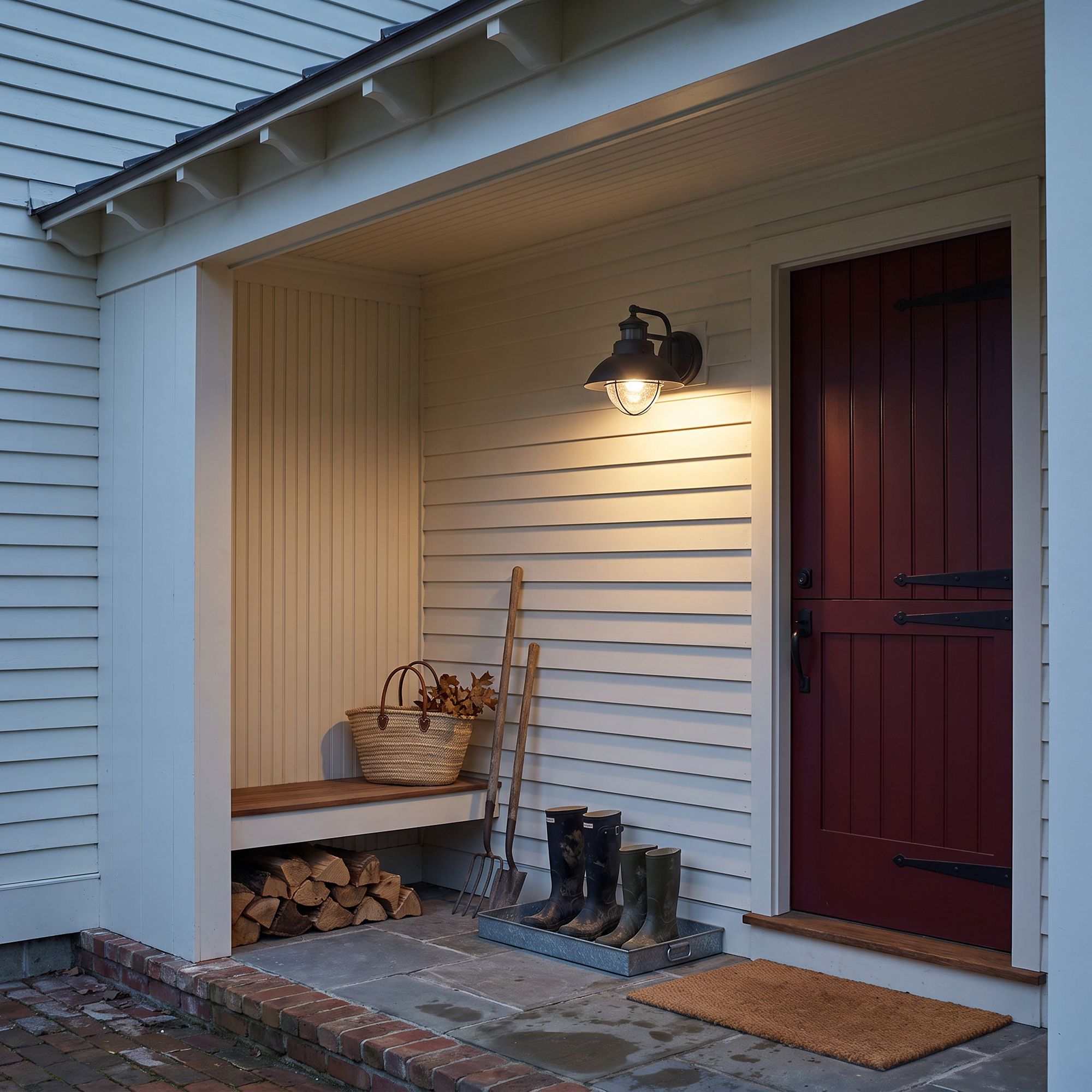 Image 1 John Timberland Oberlin 9" Black Dusk to Dawn Motion Sensor Barn Light in scene